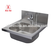 Stainless Steel Commercial Hand Sink with tap holes, Wall Mounted Stainless Steel Hand Sink for Public Use